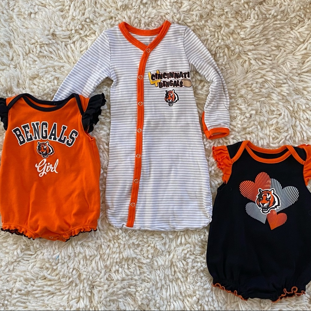 Bengals Baby Girl Sleeper and Rompers 0-3 month
